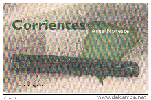 ARGENTINA(chip) - Corrientes/Flauta Indigena, Telefonica Telecard(F 98), Chip GEM1a, 02/98, Used - Argentine