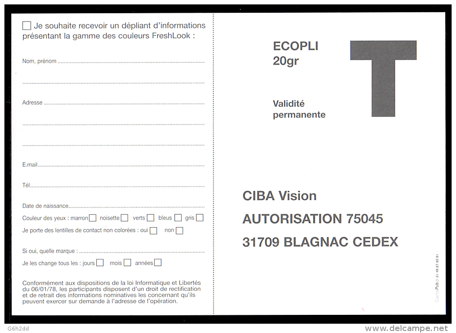 B4-02P- Carte Réponse CIBA Vision - Cards/T Return Covers