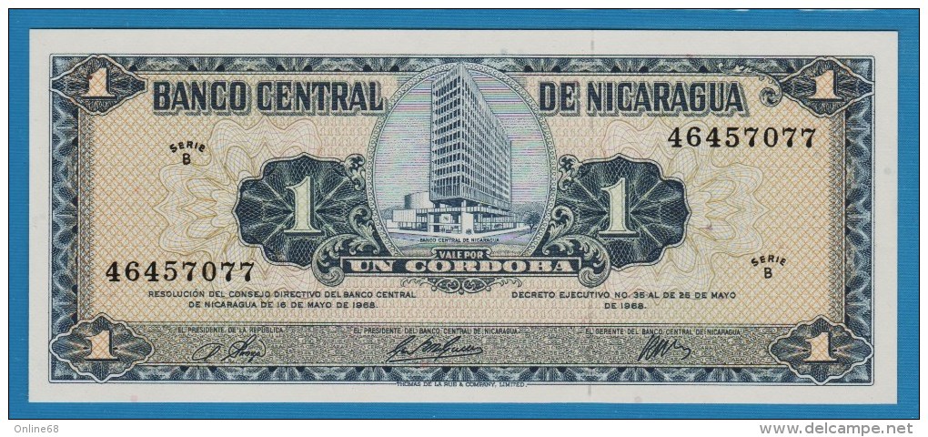 NICARAGUA 1 Cordoba D. 25.05.1968 Série B 46457077 P# 115 - Nicaragua