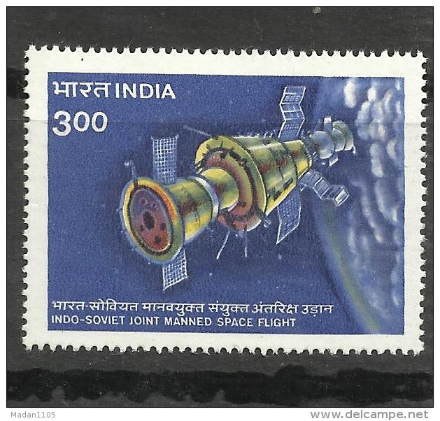 INDIA,1984 ,INDIAN -RUSSIAN SPACE COOPERATION, Flight, Indo Soviet Joint Issue, MNH, (**) - Rusland En USSR