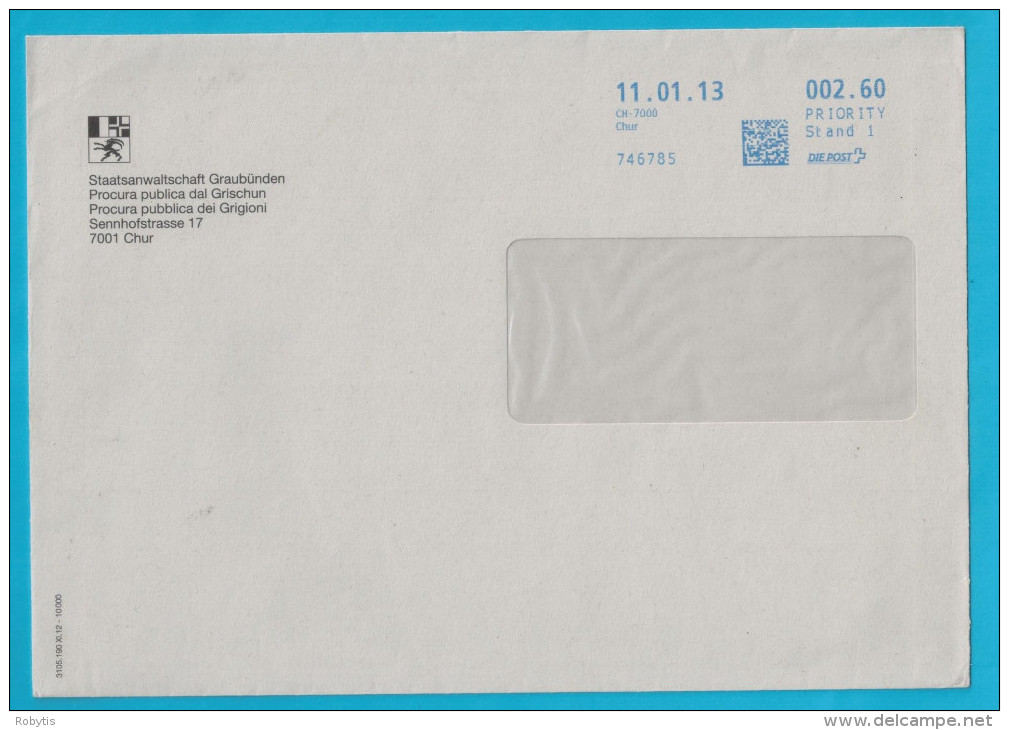 Germany Cover Sent From Chur To Lithuania Siauliai  2013 Meter Franking - Briefe U. Dokumente