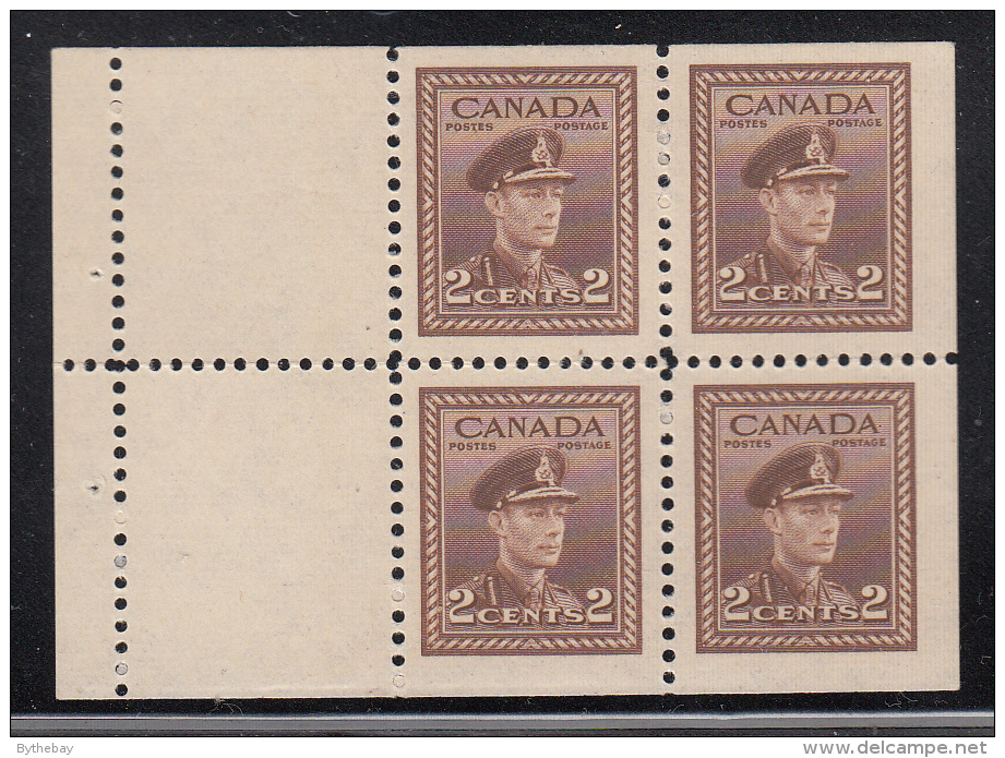 Canada MH Scott #250a Booklet Pane Of 4 Plus 2 Tabs 2c George VI War Issue - Booklets Pages