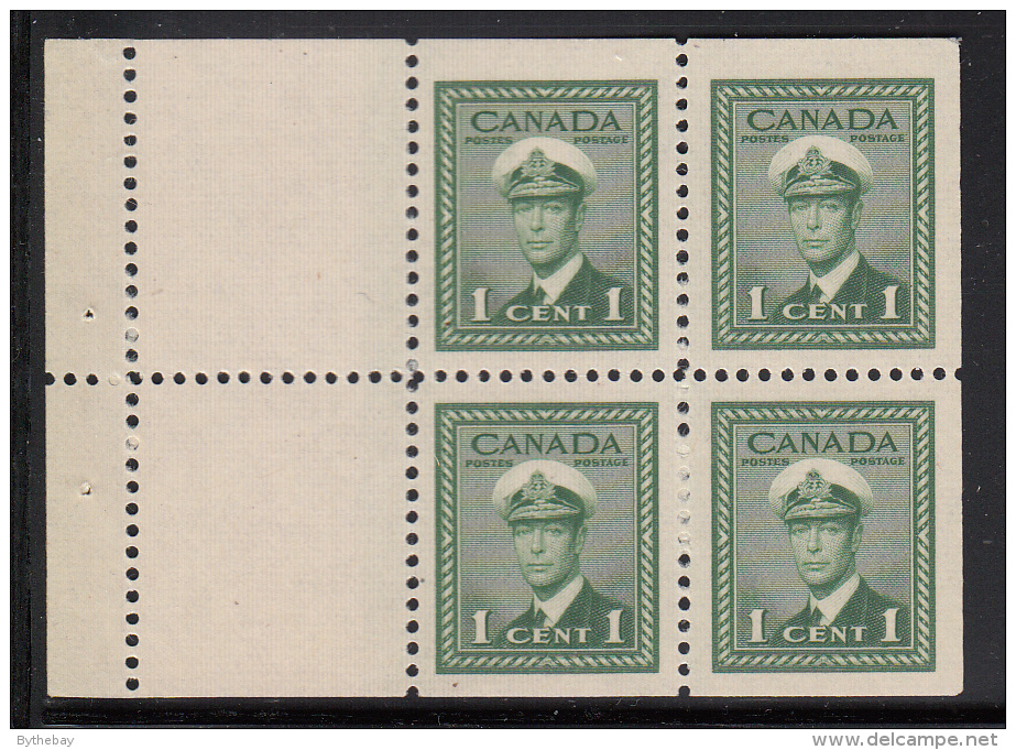 Canada MH Scott #249a Booklet Pane Of 4 Plus 2 Tabs 1c George VI War Issue - Pages De Carnets