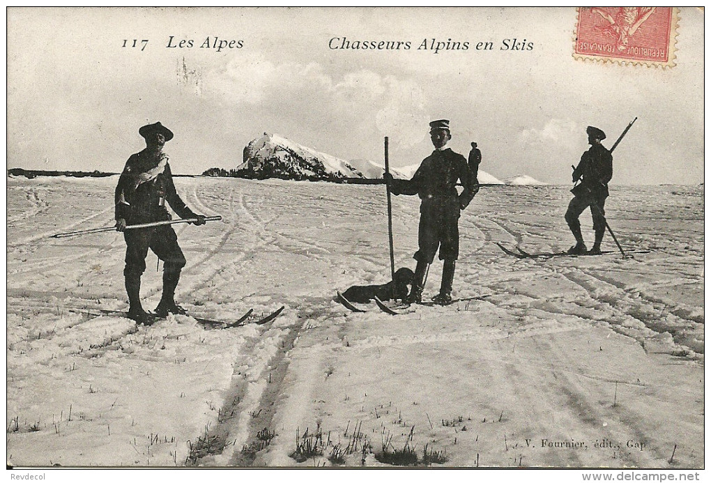 Chasseurs Alpins En Skis                             -- Fournier 117 (papier Brillant) - Régiments