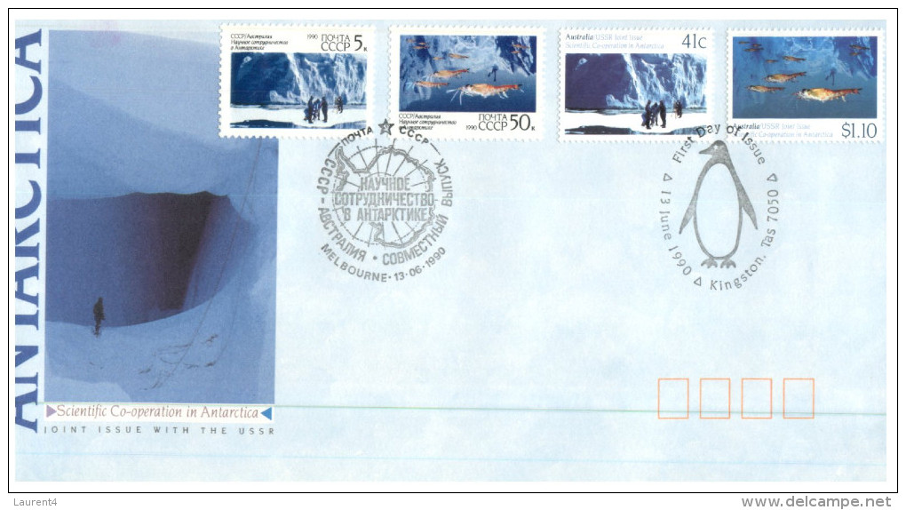 (PH 457) Australian Antartic Territory FDC Cover - Russia Joint Issue (2 Covers) - FDC