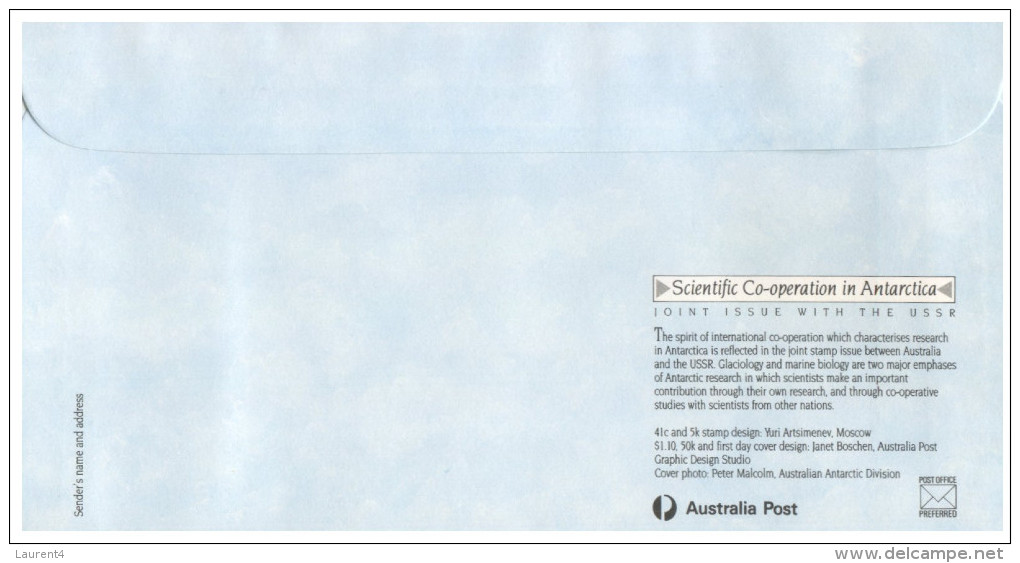 (PH 457) Australian Antartic Territory FDC Cover - Russia Joint Issue (2 Covers) - FDC