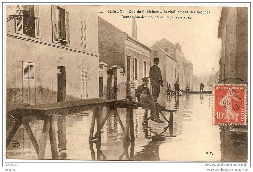 MEAUX ..-- 77 . SEINE ET MARNE ..-- Rue De FUBLAINES . Inondations . Vers CORBION ( Melle Justine BOUCHEZ ) . Voir Verso - Meaux