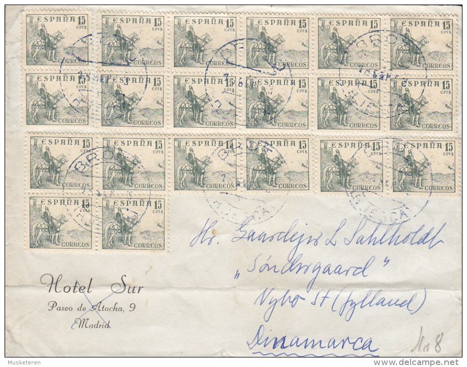 Spain HOTEL SUR MADRID Cachet BROTO 1953? Cover Letra To NYBO ST. (Jutland) Denmark (2 Scans) - Briefe U. Dokumente