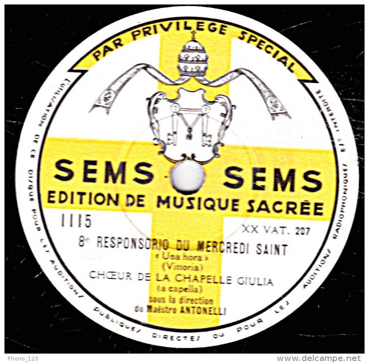 78 Trs - 30 Cm - état TB -  EDITION DE MUSIQUE SACREE -  CHOEUR - 8e RESPONSORIO DU MERCREDI SAINT - 9e - 78 T - Disques Pour Gramophone