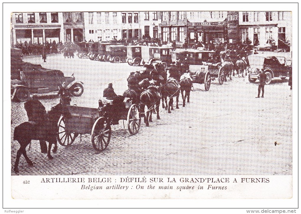 AK B Flandres Occ. Veurne Furnes Artillerie Défilé Sur La Grand-Place - Autres & Non Classés