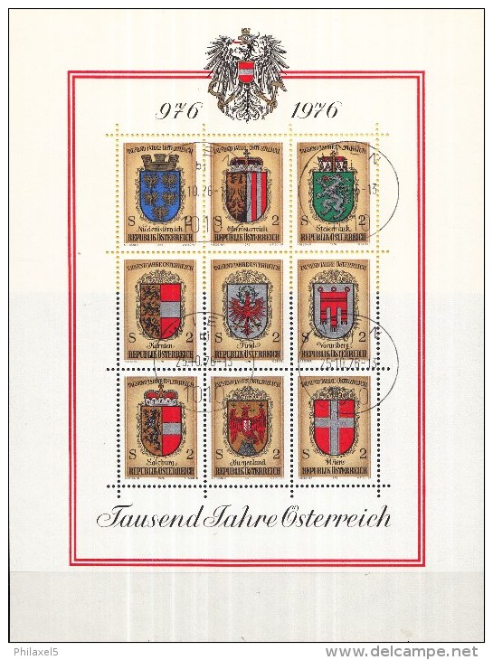 Oostenrijk - 25-10-1976 - 1000 Jahre Österreich - Wappen Der Bundesländer - Eerste Dag Afstempeling - M Blok 4 - Postzegels