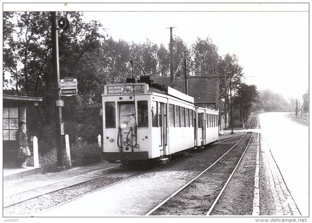 Photo Tram - COUDENBERG - Essene Entre Asse Et Hekelgem - Evitement Le Long De La Route - 1963 - Strassenbahnen