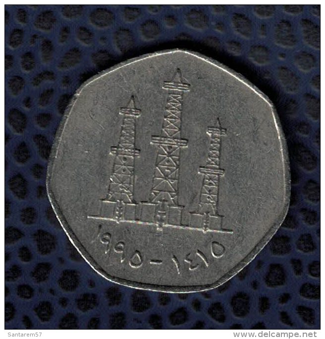 Emirats Arabes Unis UAE 1995 Monnaie Coin 50 Fils Puits Derricks De Pétrole - Ver. Arab. Emirate