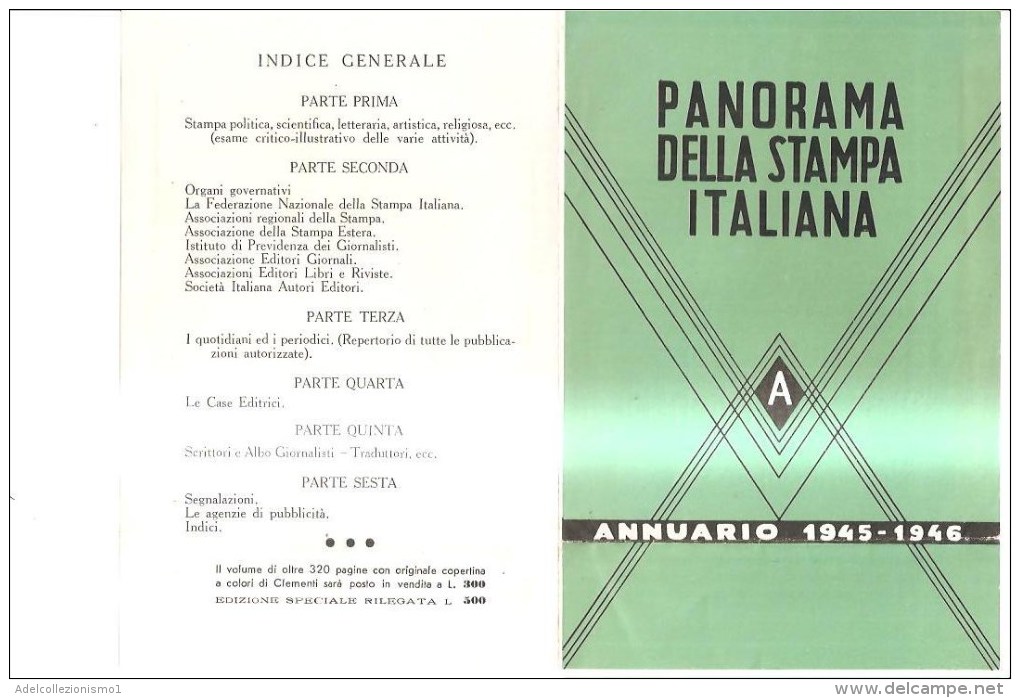 76428)annuario 1945-46 Panorama Della Stampa Italiana - Marcofilie (Luchtvaart)