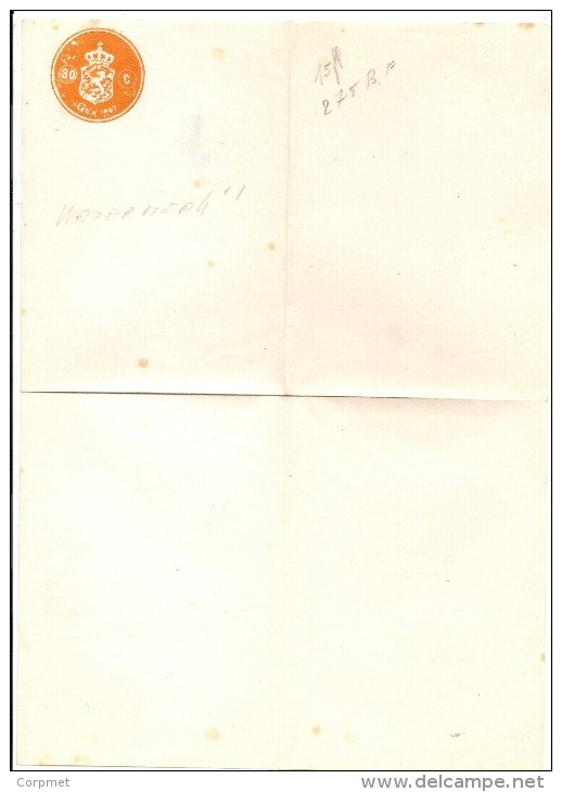 NEDERLAND - UNUSED WATERMARK .NEDERLANDEN - POSTAL STATIONERY PAPER PAGE - Fiscales