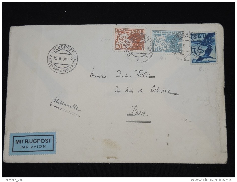 AUTRICHE -Enveloppe Par Avion De Wien Pour Paris En 1934 - Affr. Plaisant - à Voir - Lot P8361 - Autres & Non Classés