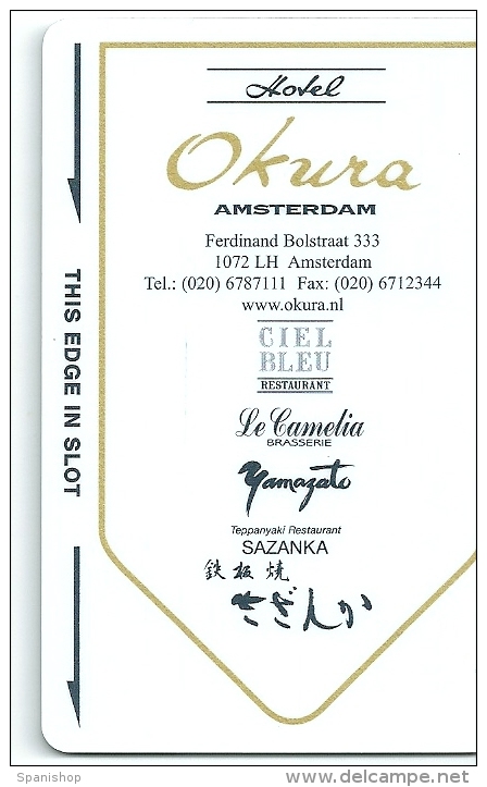 HOTEL OKURA AMSTERDAM Llave Clef Key Keycard Hotelkarte - Adesivi Di Alberghi