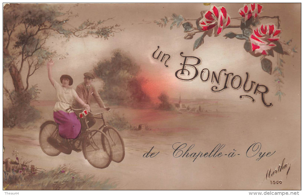 BELGIQUE  -  LEUZE-en-HAINAUT  -  Un Bonjour De CHAPELLE-à-OYE  -  Carte Fantaisie  - Vélos - Leuze-en-Hainaut