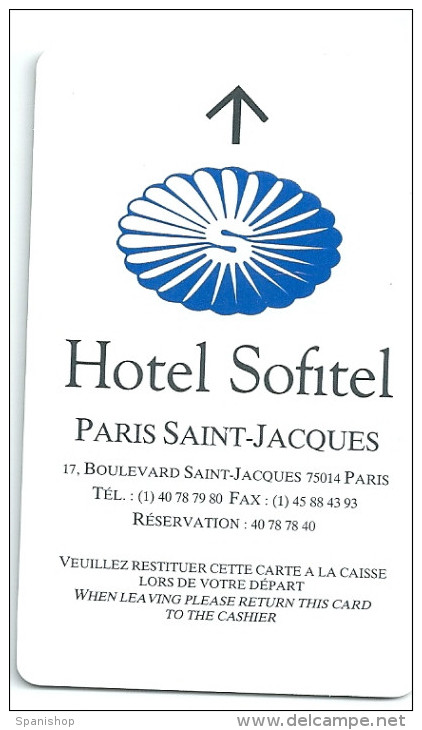 HOTEL SOFITEL PARIS SAINT JACQUES, Llave Clef Key Keycard Hotelkarte - Etiquetas De Hotel