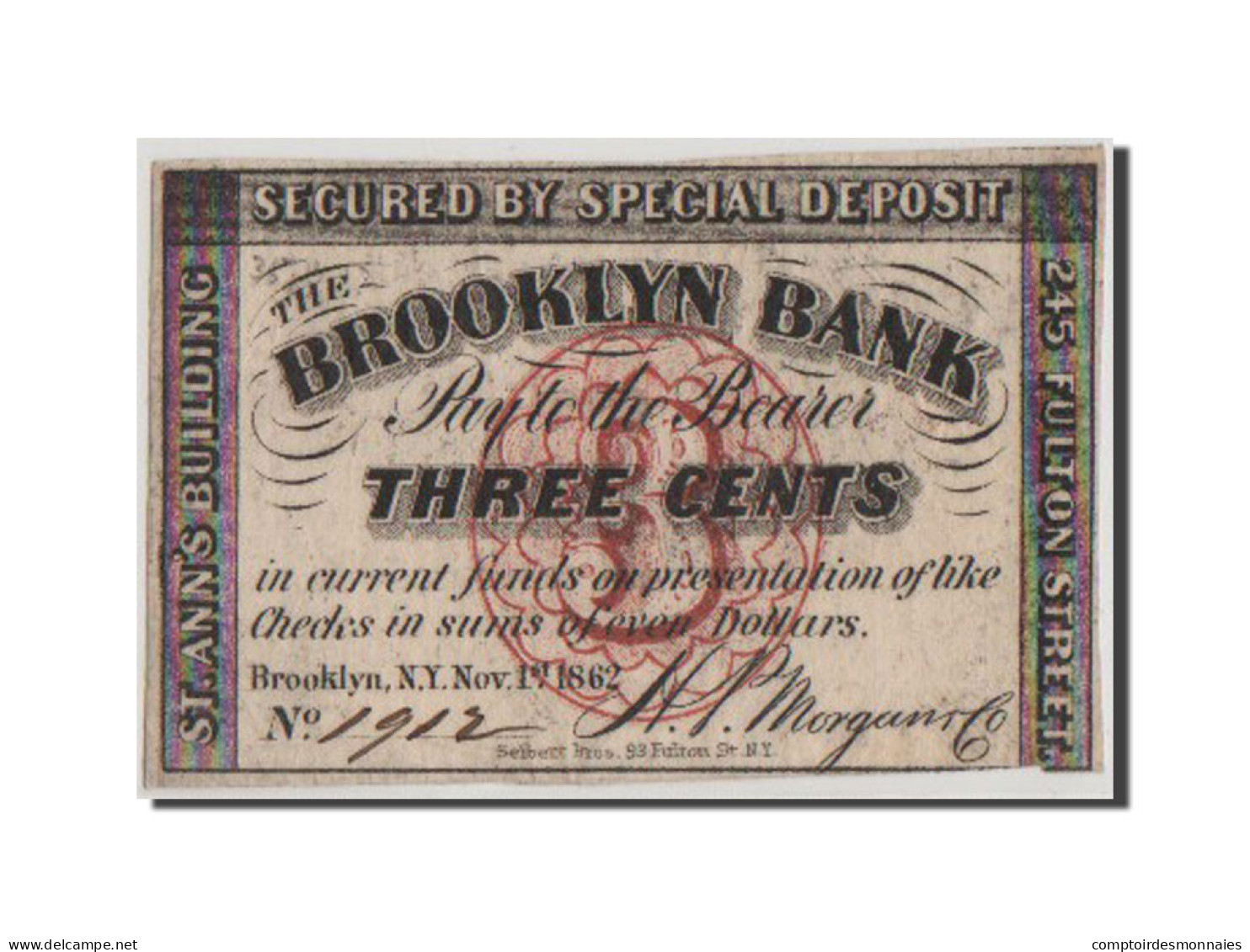 Billet, États-Unis, 3 Cents, 1862, SUP+ - Other & Unclassified