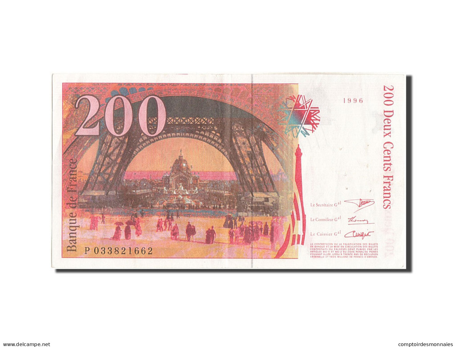 Billet, France, 200 Francs, 200 F 1995-1999 ''Eiffel'', 1996, TTB, Fayette:75.2 - 200 F 1995-1999 ''Eiffel''