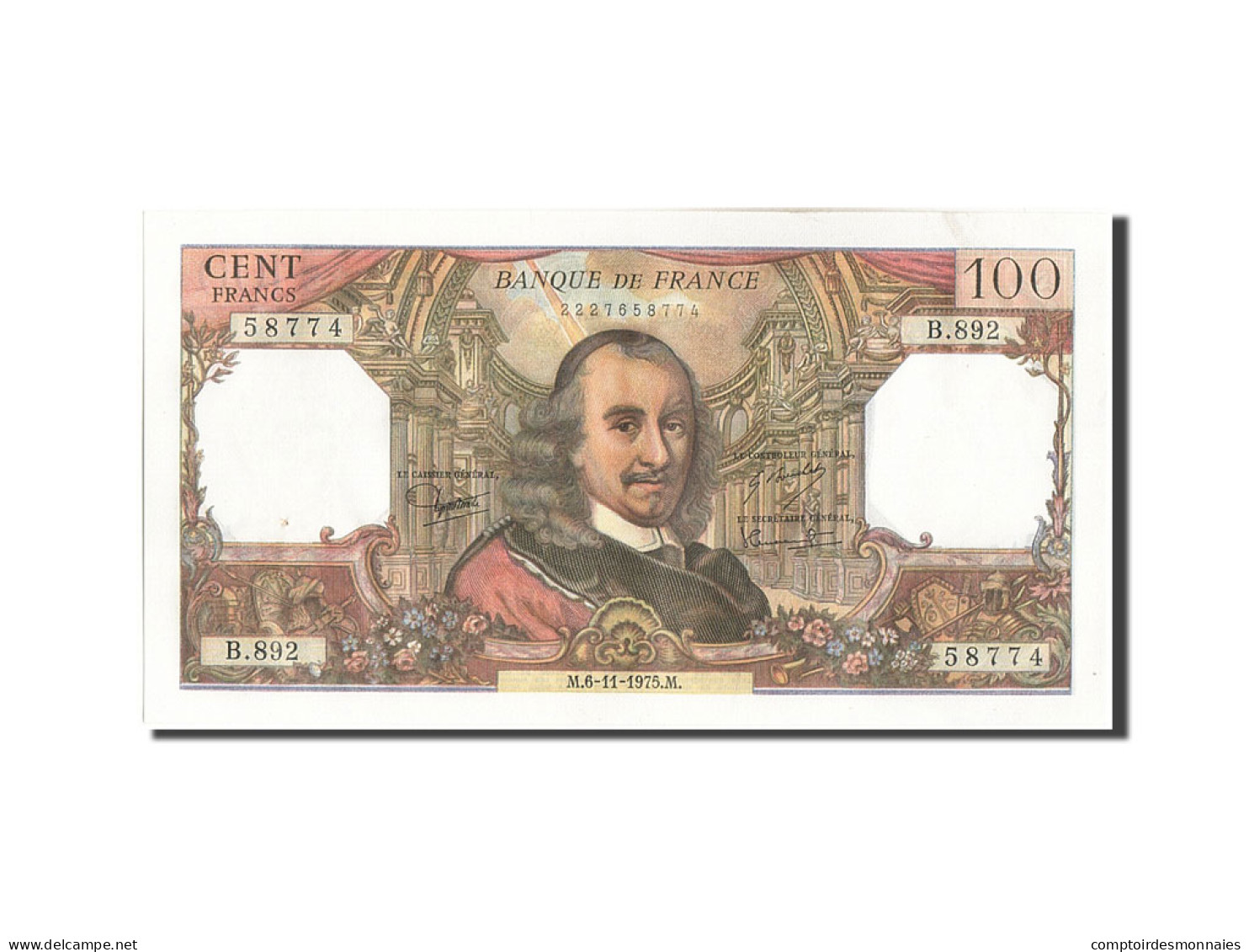 Billet, France, 100 Francs, 100 F 1964-1979 ''Corneille'', 1975, 1975-11-06 - 100 F 1964-1979 ''Corneille''