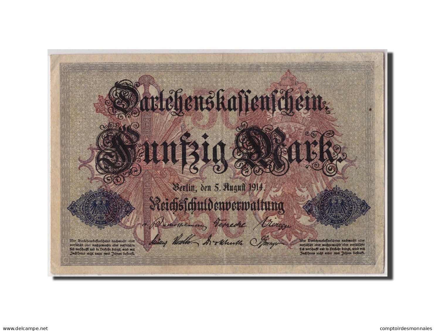 Billet, Allemagne, 50 Mark, 1914, 1914-08-05, TTB - 50 Mark