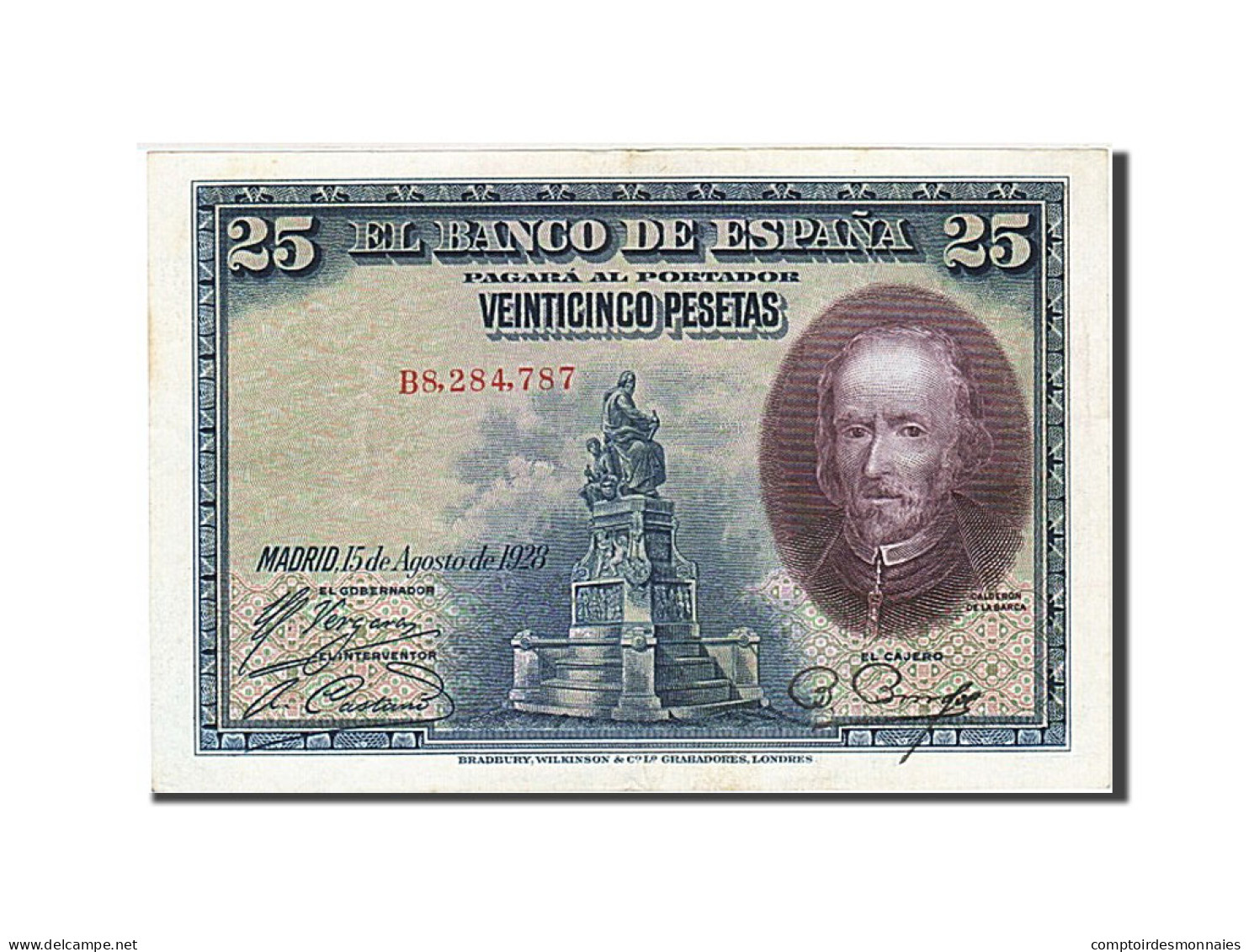 Billet, Espagne, 25 Pesetas, 1928, 1928-08-15, TTB - 1-2-5-25 Pesetas