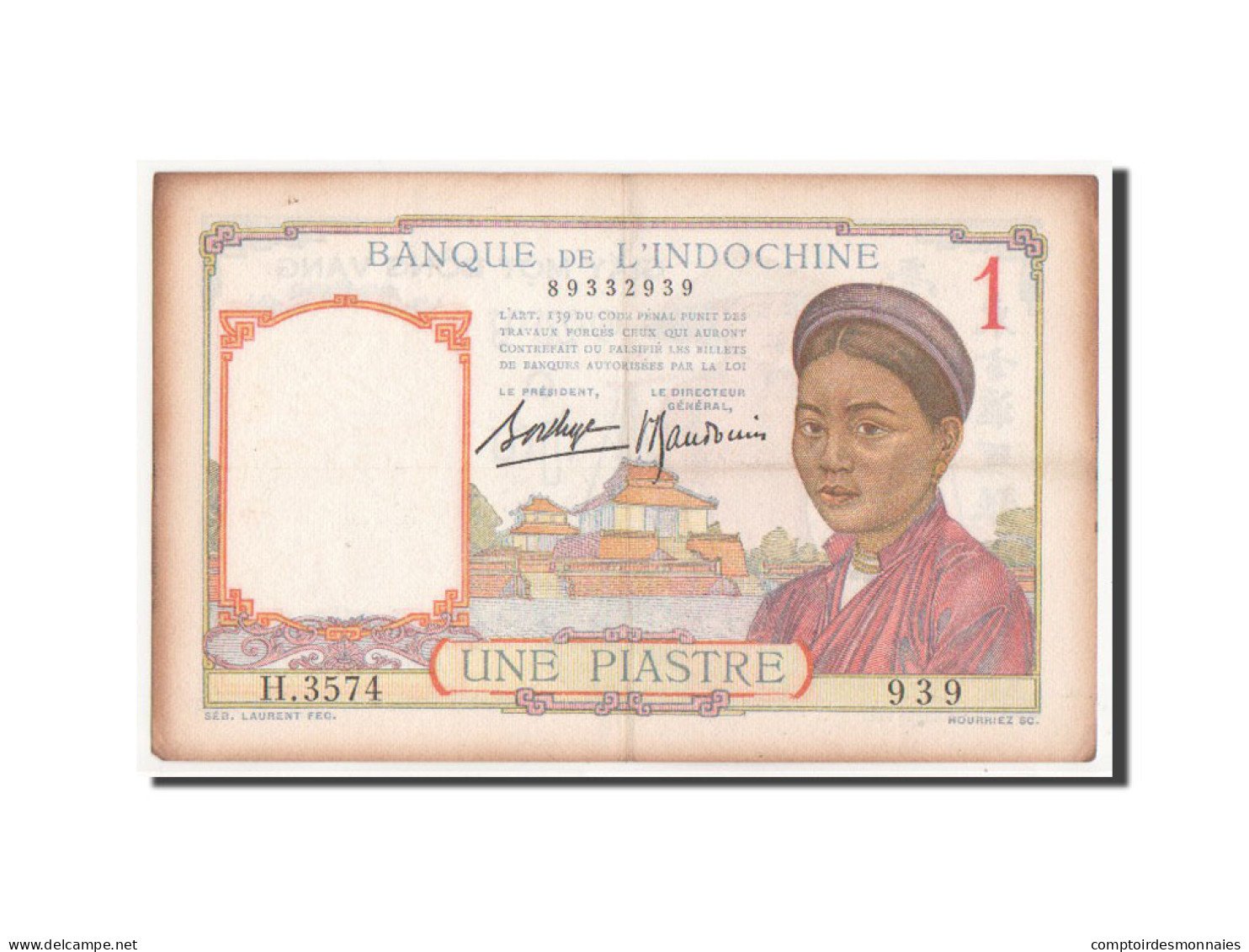 Billet, Indochine Française, 1 Piastre, 1932, TTB - Indocina