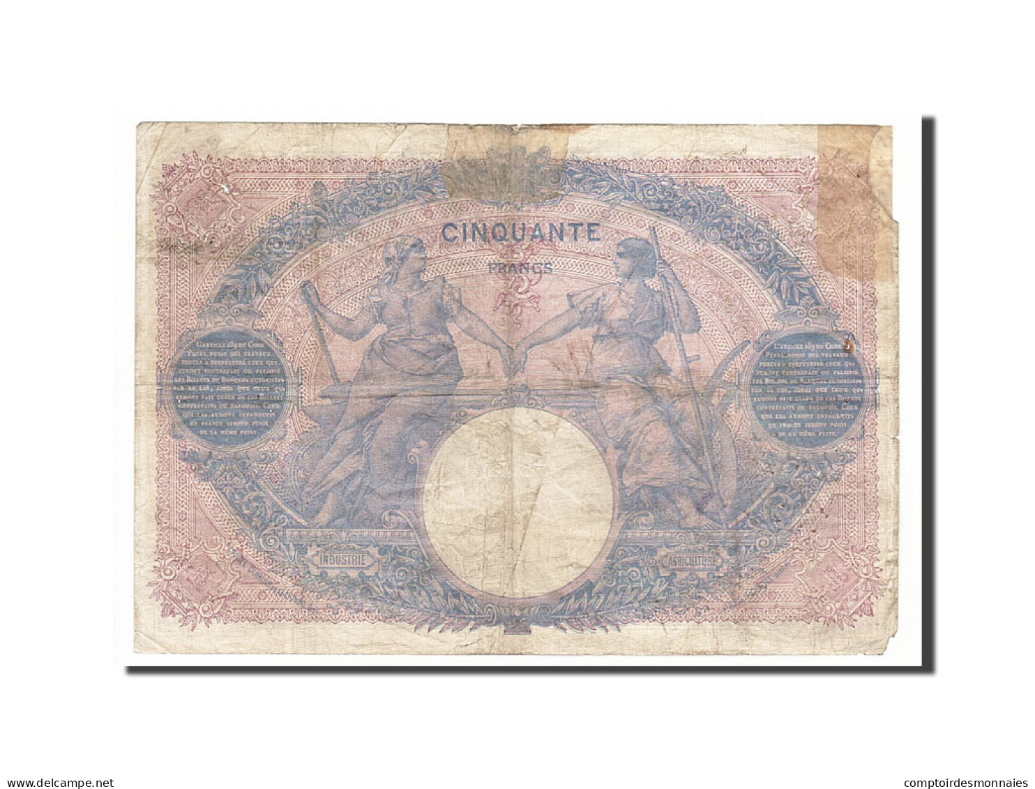 Billet, France, 50 Francs, 50 F 1889-1927 ''Bleu Et Rose'', 1907, 1907-11-13, B - 50 F 1889-1927 ''Bleu Et Rose''