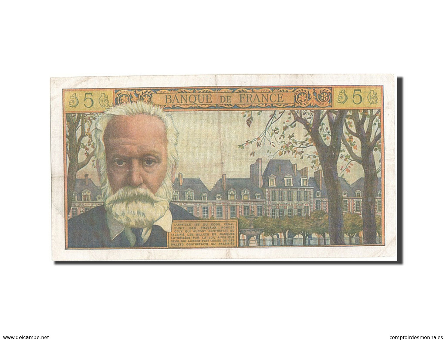 Billet, France, 5 Nouveaux Francs, 5 NF 1959-1965 ''Victor Hugo'', 1961 - 5 NF 1959-1965 ''Victor Hugo''