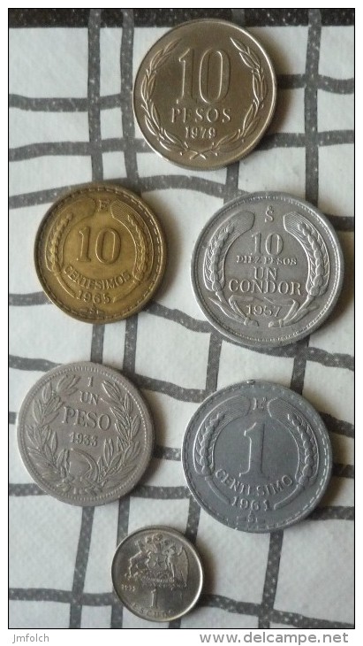 SEIS MONEDAS DE CHILE - Cile