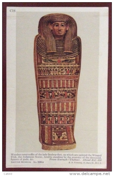 EGITTO - EGYPT OLD  POSTCARD. WOODEN OUTER COFFIN OF THE LADY  SESHEP - THET  - BRITISH MUSEUM - Storia