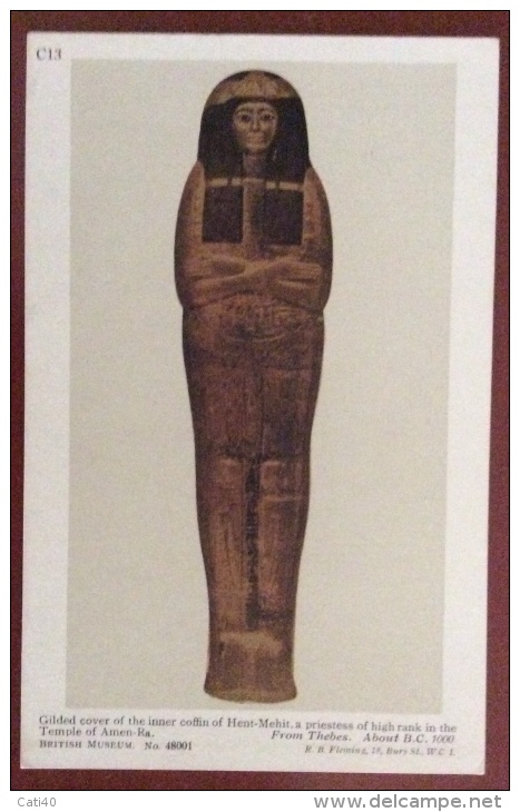 EGITTO - EGYPT OLD  POSTCARD.  GILDED COVER OF THE INNER  OF HENT - MEHIT - BRITISH MUSEUM - Storia