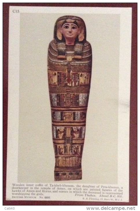 EGITTO - EGYPT OLD  POSTCARD - WOODEN INNER COFFIN OF TA KHEB KHENEM - BRITISH MUSEUM - Storia