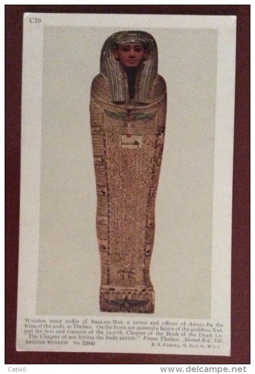 EGITTO - EGYPT OLD  POSTCARD - WOODEN INNER COFFIN OF  BASA EN MUT - BRITISH MUSEUM - Storia