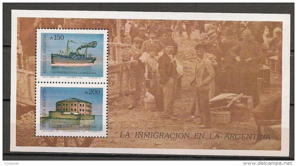 ARGENTINA - 1989 - Bloc Yvert # 41 - LA INMIGRACION EN LA ARGENTINA   - MINT (NH) - Blocks & Sheetlets