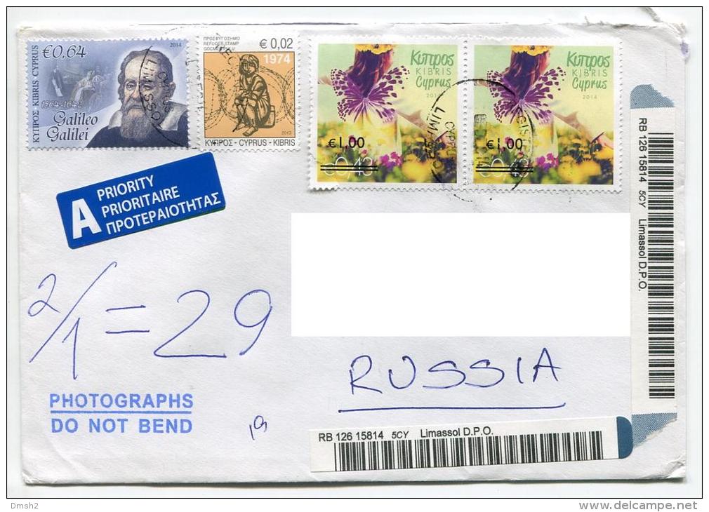 Cyprus To Moscow Registered Stamps Galileo Galilei (1564-1642) Obligatory Refugee Fund Tax Spring Overprint Butterfly - Covers & Documents