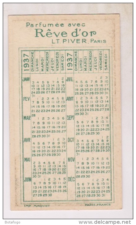 PETIT CALENDRIER SUR CARTE PARFUMEE  En 1937!! - Autres & Non Classés