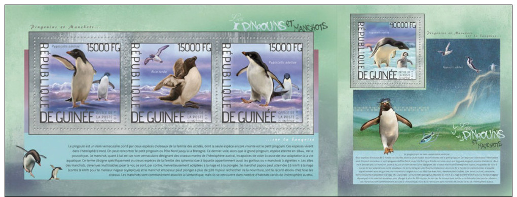 GU14207ab Guinea (Guinee) 2014 Penguins MNH Imperforated Stamps SET ** - Guinea (1958-...)