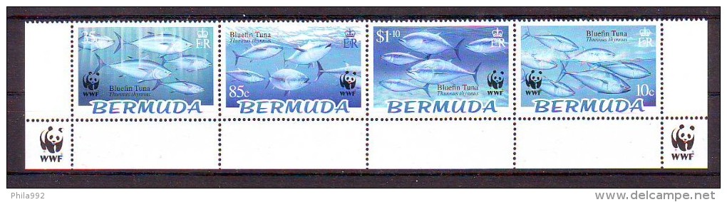 Bermuda WWF Fauna Animals Bluefin Tuna Mi No 877-80 MNH - Unused Stamps