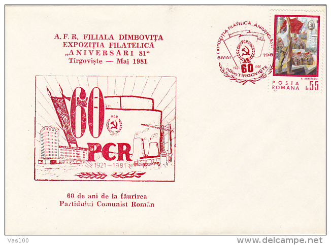 COMMUNIST PARTY PHILATELIC EXHIBITION, SPECIAL COVER, 1981, ROMANIA - Lettres & Documents