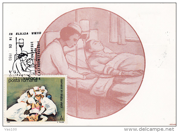 NURSES, FIRST AID, RED CROSS, CM, MAXICARD, CARTES MAXIMUM, 1993, ROMANIA - First Aid