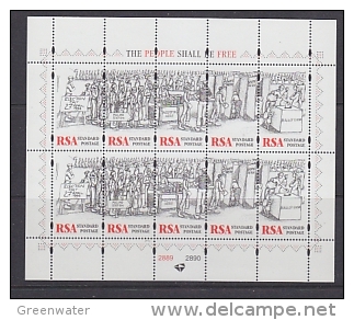 South Africa 1997 Elections "The People Shall Be Free" 2x5v In Sheetlet ** Mnh (23234H) - Blocks & Sheetlets