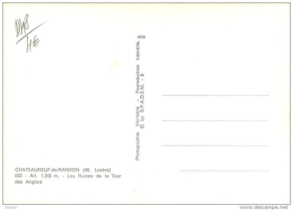CHATEAUNEUF DE RANDON LES RUINES DE LA TOUR DES ANGLAIS - Chateauneuf De Randon