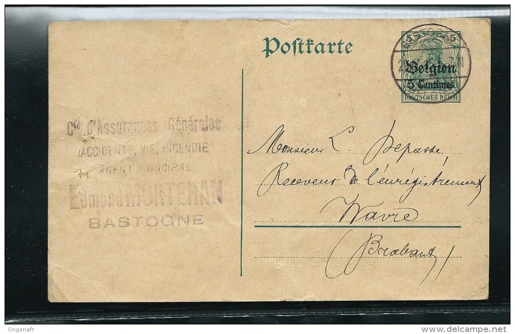 Carte N° 1  Obl: Bastogne 29/07/1915 Pour Wavre  (qlqs Plis !!!) - German Occupation