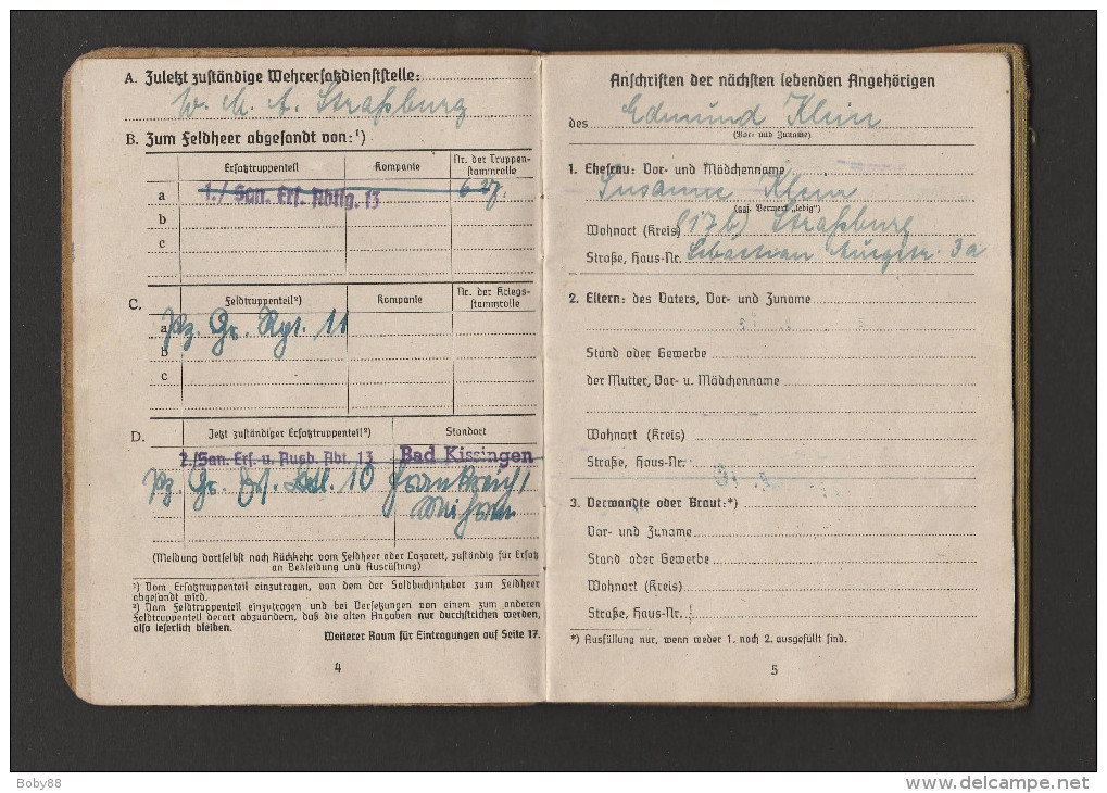 WW2 Lot de documents Deutsche Reich : SOLDBUCH + 2x KENNKARTE + CERTIFICAT DE TRAVAIL + ANMELDEBESCHEINIGUNG - BB88
