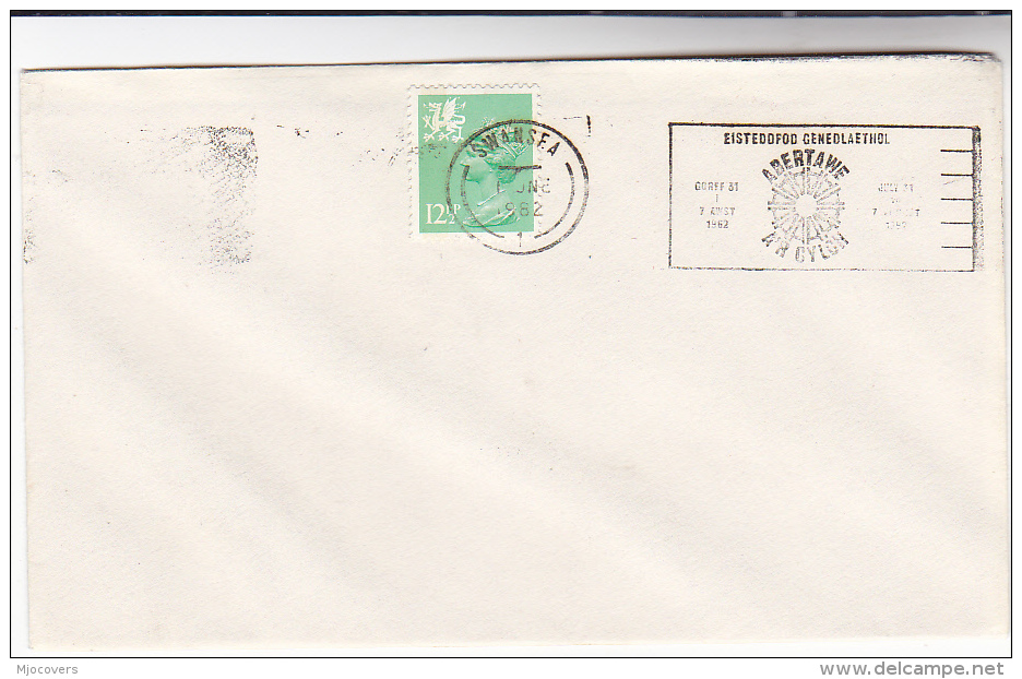 1982 Swansea GB COVER Ilus SLOGAN Pmk NATIONAL EISTEDDFOD Wales Welsh Regional Stamps Music Theatre - Música