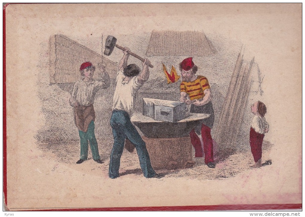 Illustration  Sur Carton 12,5X18 . LA FORGE (Métiers : Forgerons Au Travail) - Other & Unclassified