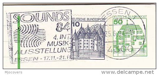 1985 Essen GERMANY COVER 'SOUNDS 85' International MUSIC EVENT Slogan UPRATED POSTAL STATIONERY Card Stamps Theatre - Music